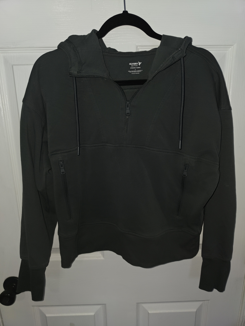 Old Navy Olive Green Half-Zip Cropped Hoodie